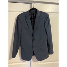 Theory Mens Wellar Worsted Madra Wool Blazer Blue Grey Glen Plaid Jacket 40R