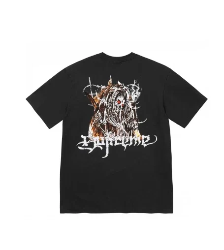Tee shirt Supreme Satan noir moyen FW24 Art Reaper Hardcore démon diable feu
