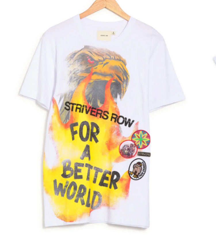 FILA T shirt STRIVERS ROW Davidson girocollo grafica bianca candeggina S nuova con etichette $85