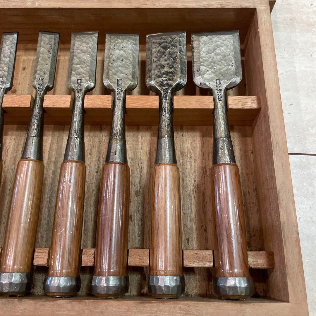 3rd Kunikei Oire Nomi Japanese Bench Chisel Set of 10 Polished Hammered