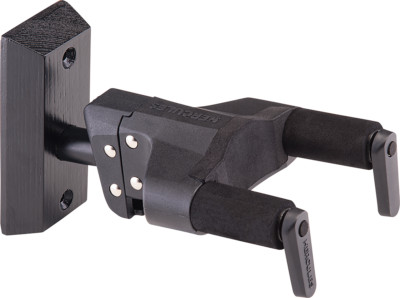 Hercules GSP38WBP-Plus Auto-Grip-System Gitarrenwandaufhänger, schwarzer Holzsockel