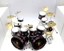 Miniature Drum Kit Set DW Black Miniature Replica for Display Only 1/6