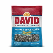 DAVID Roasted Salted Buffalo Style Ranch Jumbo Sunflower Seeds 5.25 oz [12-Bags]