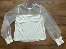 Express XS Ivory Minimalist Chiffon Blouse Sheer Classy Timeless Elegant Casual