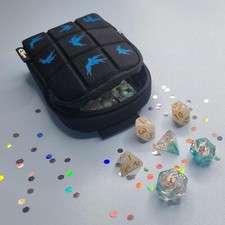 DND Butterfly Dice Bag Soft Padded Neoprene Zipped D20 Die Storage Pouch Black