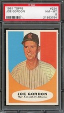 BB - 1961 - Topps - #224 - Joe Gordon - PSA 8 - NM-MT