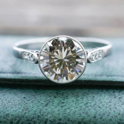 2,20 Kt Rund Diamant Solitär Filigran Verlobungsring Ring Weißgold-Finish Silber