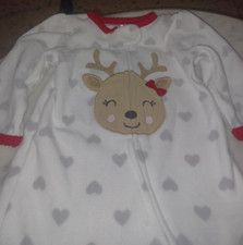 Carter's Baby Feeted Pajamas Christmas Theme Reindeer 3-6 Months