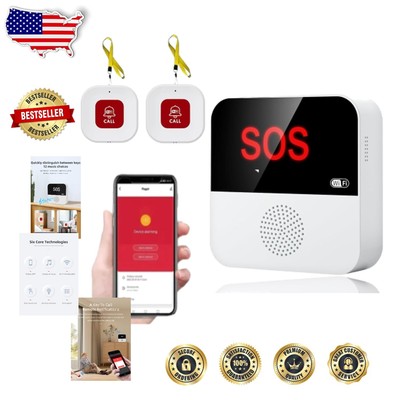 Customizable Wireless Caregiver Pager for Seniors - Two Panic Buttons Included