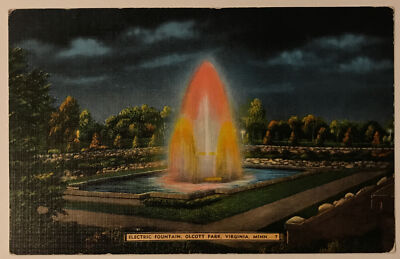 Electric Fountain, Olcott Park, Virginia, Minnesota MN Postcard