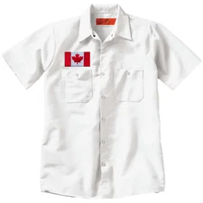 CANADA Flag Custom Made Mens Button Up WORK SHIRT Embroidered Patch CANADIAN