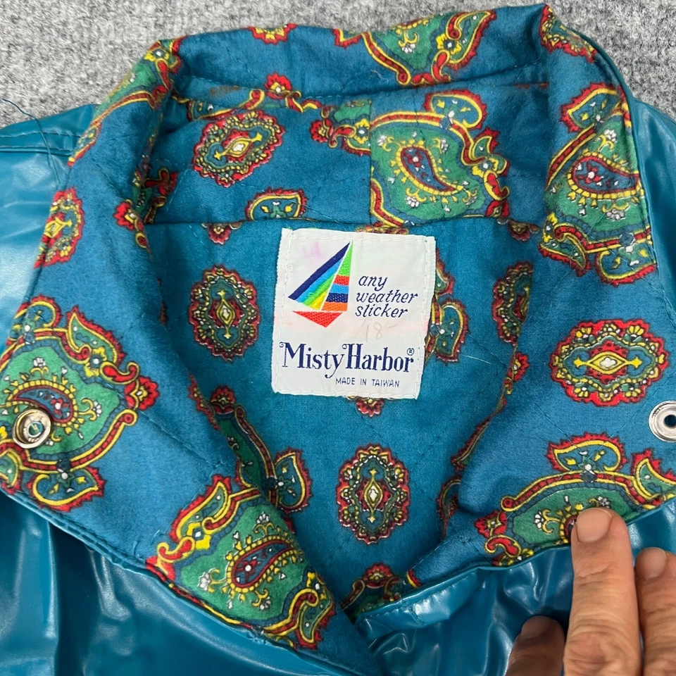Abrigo de lluvia vintage Misty Harbor para mujer M mediano impermeable botón a presión largo *LEER Foto 3 de 4