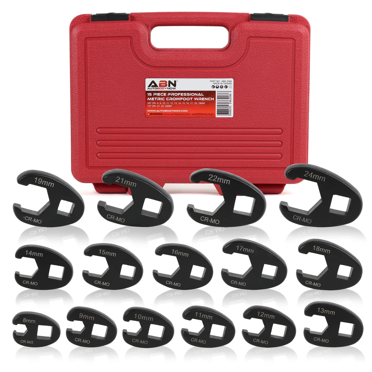 ABN Jumbo Crowfoot Flare Nut Wrench Metric Set 3 8 1 2 Drive