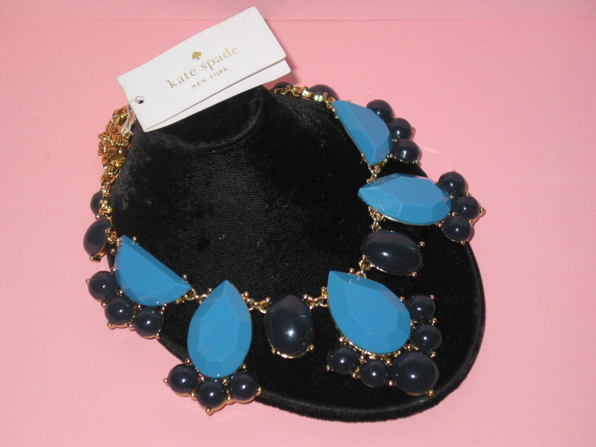 Designer KATE SPADE Light Dark Blue Lucite Piece Necklace Never Worn