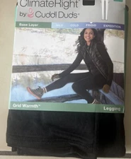 Climate Right By Cuddl Duds Grid Warmth Base Layer Leggings Size XL Black.  New