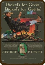 1982 GEORGE DICKEL Whisky & Hound Dog Vintage Look DECORATIVE REPLICA METAL SIGN