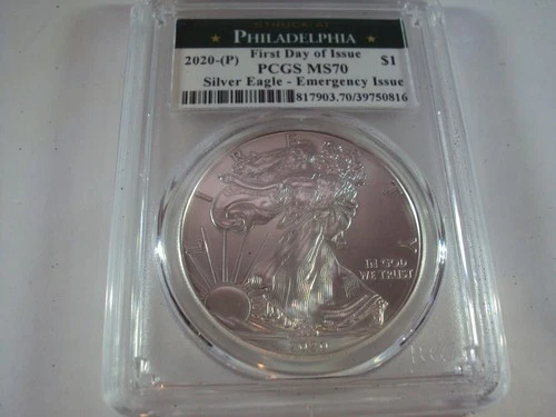 2020 p silver eagle PCGS MS 70 emergency issue FDOI