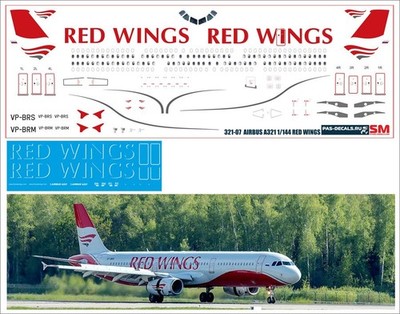 PAS-Decals 1/144 Airbus A321 - Red Wings Airlines - Laser Decal