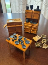 Dollhouse Kitchen Set Concord Miniatures Hutch Ceramic Sink Table And Cookware
