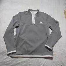 Adidas Quarter Zip Pullover Mens Medium Gray Athletic Golf Lightweight Sweater