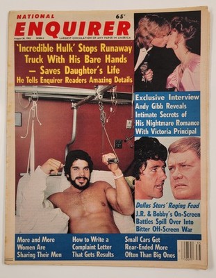 National Enquirer Aug. 30, 1983 Incredible Hulk Lou Ferrigno Dallas TV Show Rare