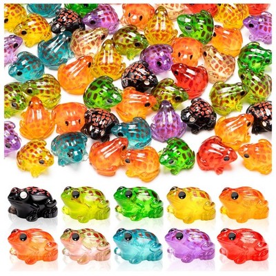 Mini Resin Frog Figurines 40PCS 10 Colors Glow in The Dark for DIY Decor