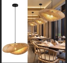 Bamboo Wicker Rattan Shade Pendant Light Fixture Art Asian Hanging Ceiling Lamp