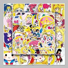 50pcs Sailor Moon Stickers Kids Travel Case,Cute Japanese Cartoon Vinyl