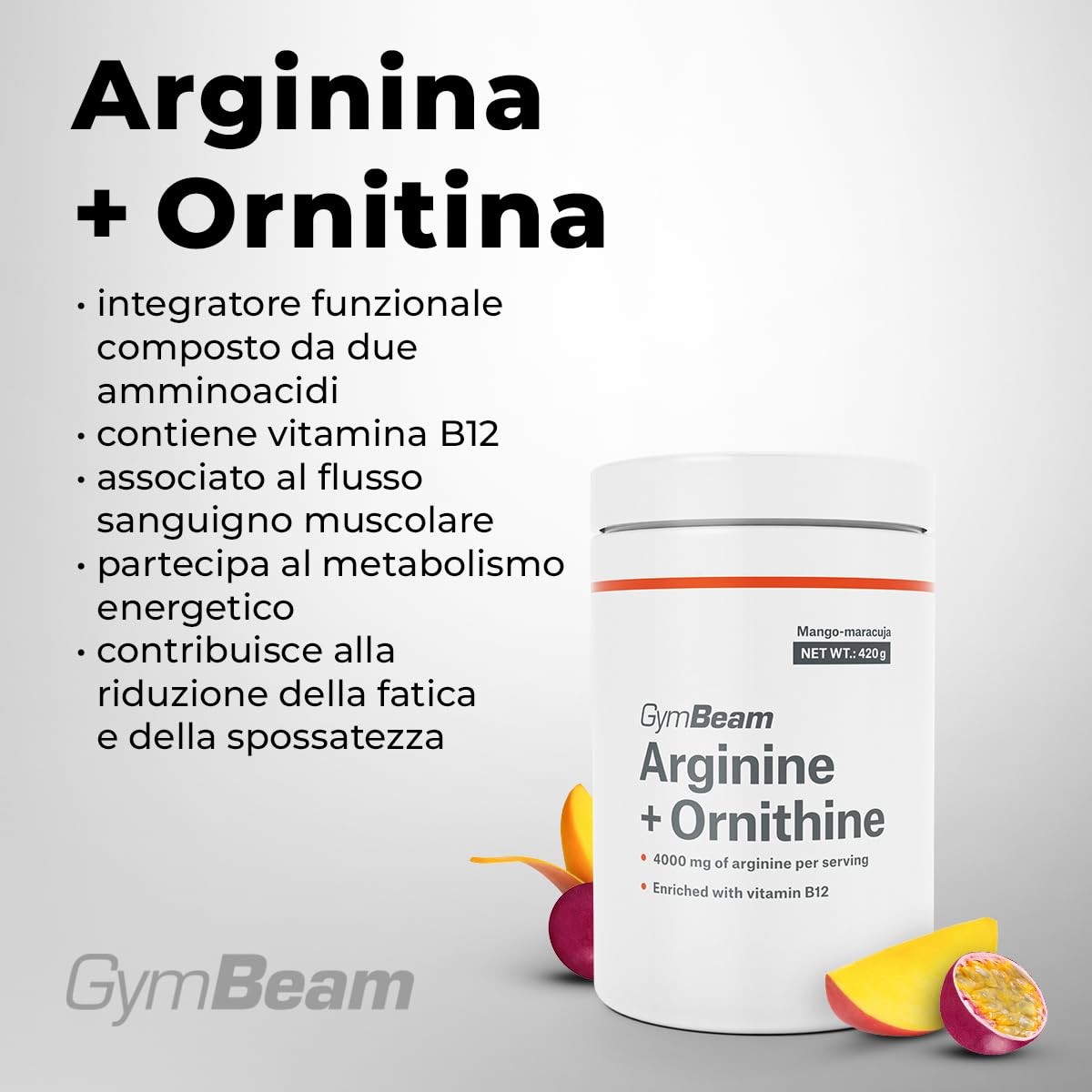 Integratore L-Arginina + Ornitina GymBeam B12: Massimizza il tuo Pump - 2
