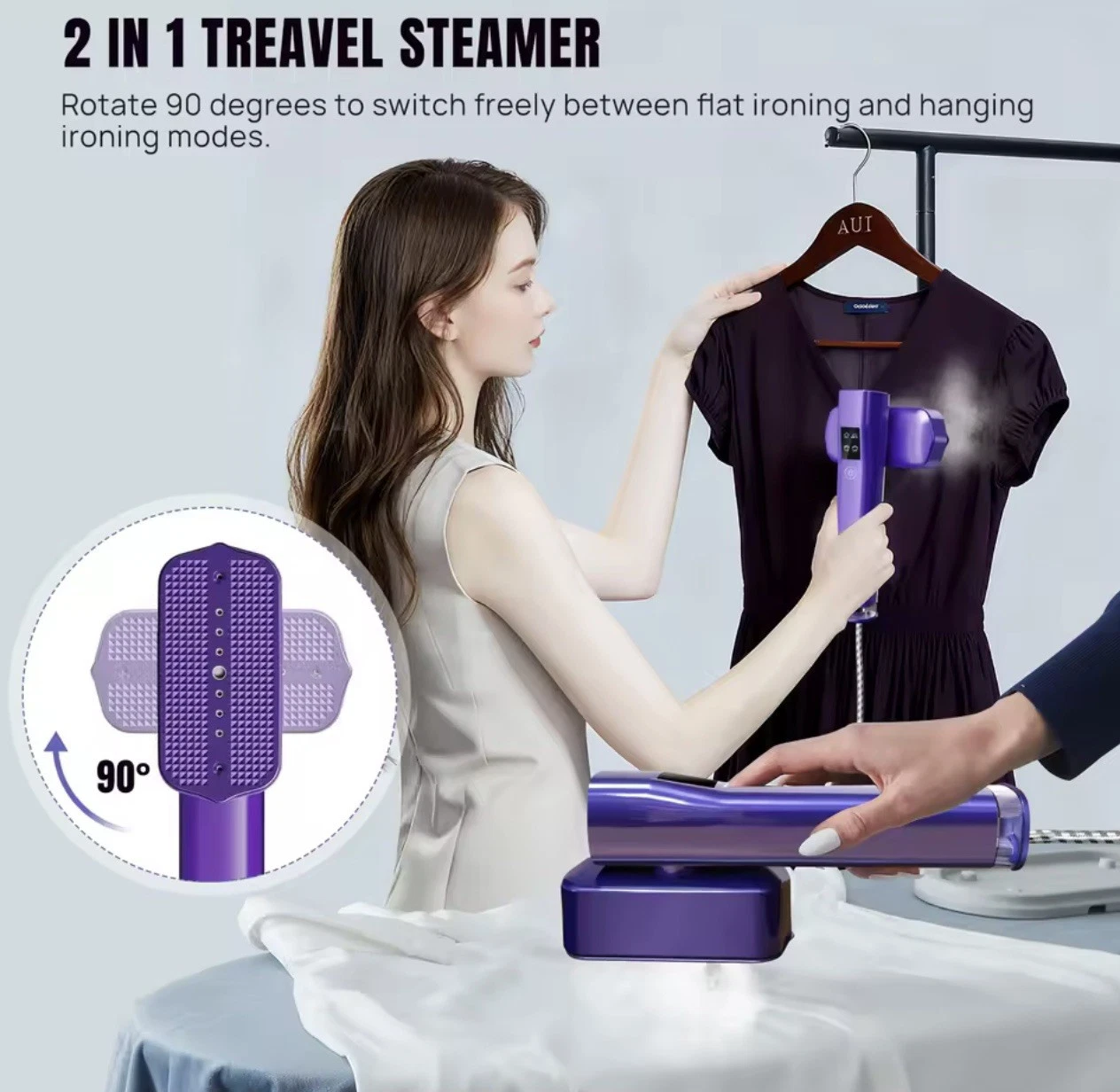 2-in-1 Handheld Clothes Steamer & Iron 1200W Portable Travel Garment Steam Iron