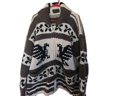Cowichan Knit Sweater Thunderbird Pattern Vin...