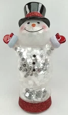 St Nicholas Square Snowman Light-Up Plastic Christmas LED Glitter Holiday Decor