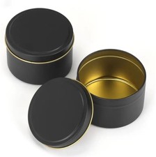 Empty Black Candle Tins 4oz, Candle Jars, container, storage Jars,Stainless stee