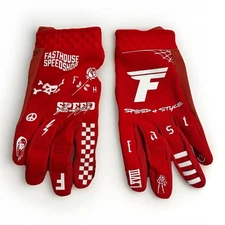 Fasthouse Speed Style Gloves Red White Graphics Size 8 S Motocross BMX MTB
