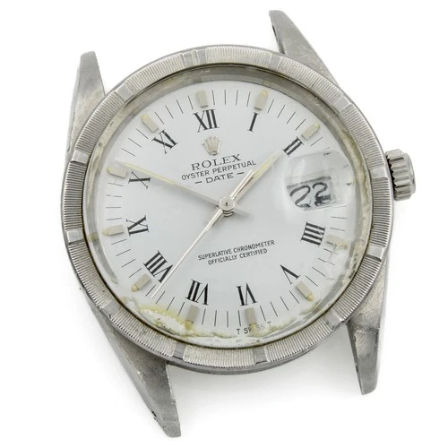 Men's Rolex OP Date Watch Head Ref.15010 34mm White Dial Engine-Turned W232296-1