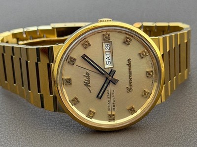 Mido Commander Ocean Star Datoday Gold Swiss Automatik Herren Vintage Uhr S-122