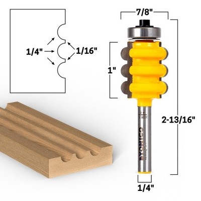 Triple Flute Furniture Molding Router Bit 1/4'' Flutes 1/4'' Shank - Yonico 16161q