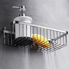 Stainless Steel Wall Mounted Shampoo Conditioner Holder Storage Basket Shelf