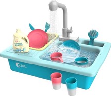 CUTE STONE Color Changing Kitchen Sink Toys, Children Electric Dishwasher Playin