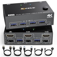 DP HDMI KVM Switch 2 Computer 2 Monitore USB 3.0 4K 60Hz
