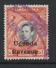 1940 Uganda Revenue Bft:120 20c. Orange & Black .Very Fine Used.