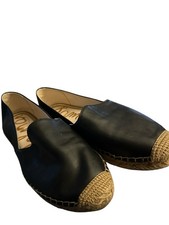 Sam Edelman Kesia Krista Espadrilles Black Leather Loafer Flats Casual Sz 10