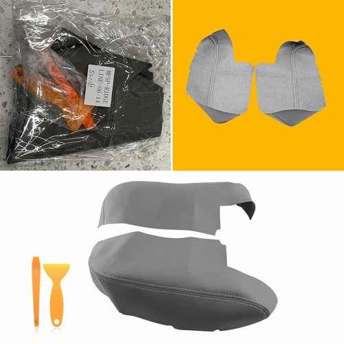 Fit For 06-14 Honda Ridgeline Leather Front Door Panel Armrest Cover Skin Gray*