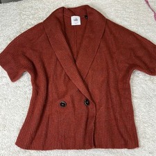 CAbi 3162 Short Sleeve Rosewood Oversized Sweater Cardigan Small