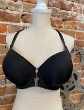 Curvy Couture Black Tulip Collection Front/Back Close T-Shirt Bra 40DD New