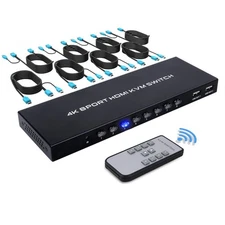 TCNEWCL 8 Port KVM Switch HDMI, 4K@30Hz 8 in 1 Out HDMI KVM Switch for 8 PC S...