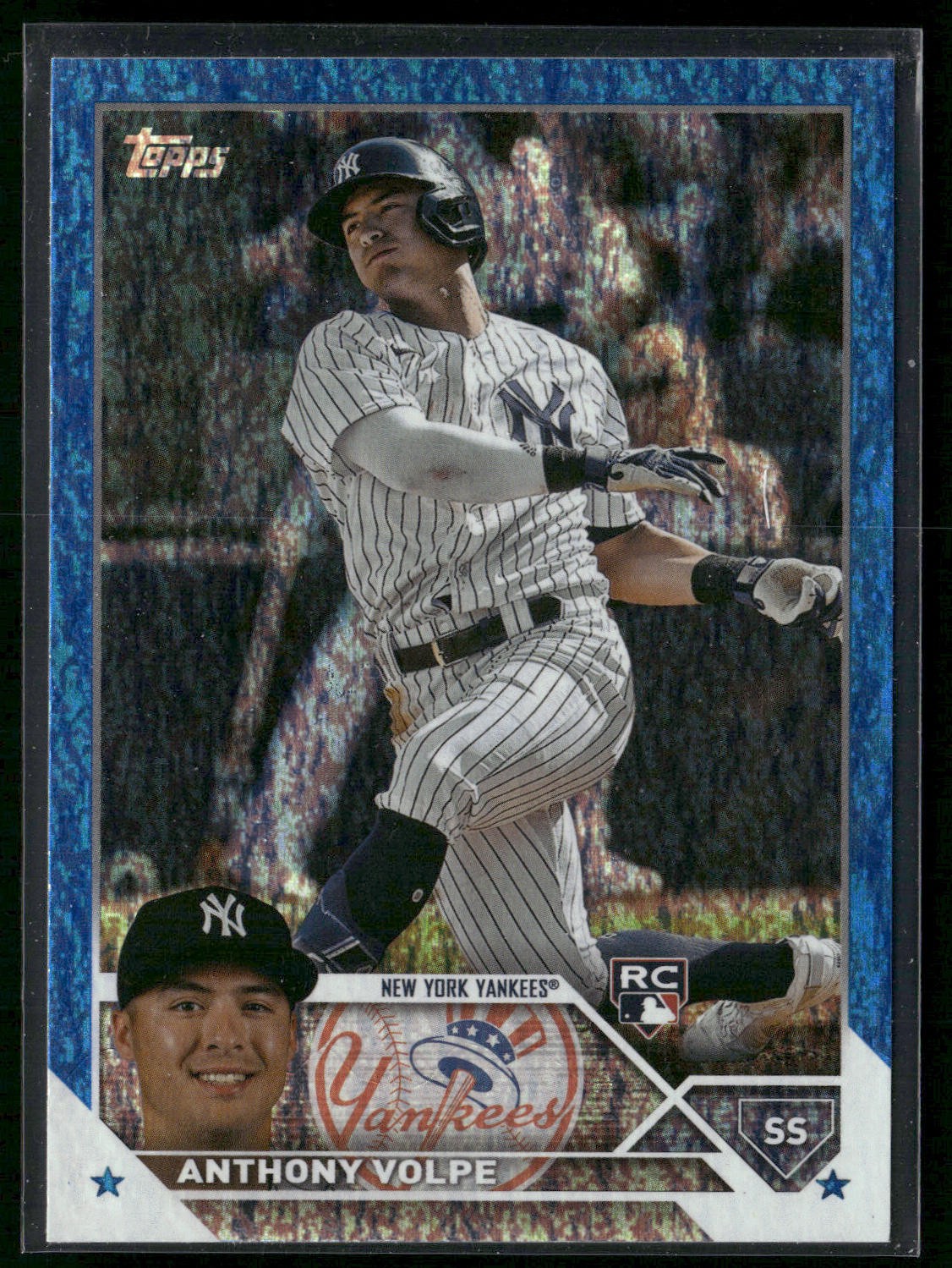 Anthony Volpe 2023 Topps #460 Blue Foilboard Rookie #/999 New York Yankees