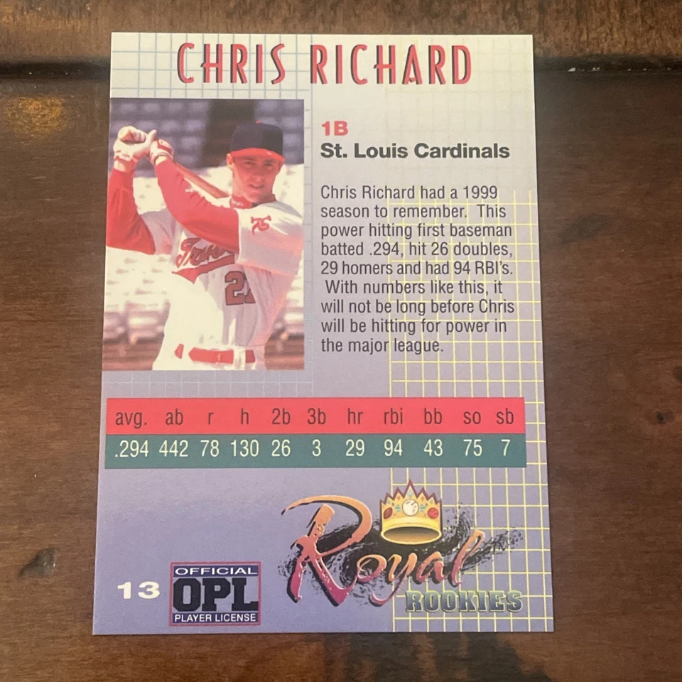 CHRIS RICHARD 2000 ROYAL ROOKIES AUTO 1565/4950 ORIOLES - Image 2 of 2