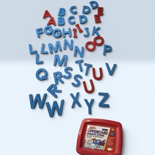 Jumbo Alphabet Magnets ABCs Set 42 Pieces Blue Letters Red Vowels 2.5in EUC