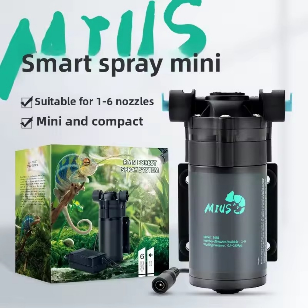 Reptile Mister System Rainforest Adjustable Nozzle Quiet Fin